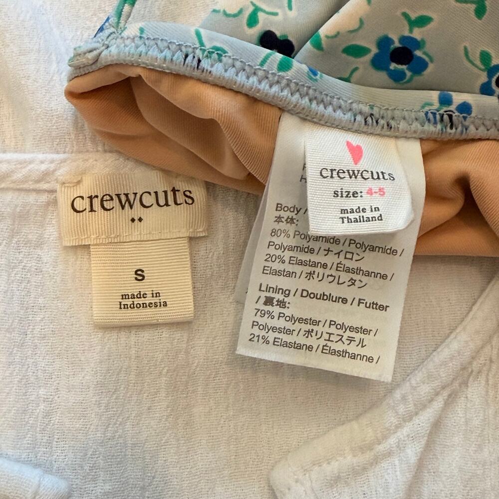 J.Crew Crewcuts Swimsuit Cover Up Set Floral 2Pc Set Swim Summer Trip Blue 4-5 - Picture 13 of 14